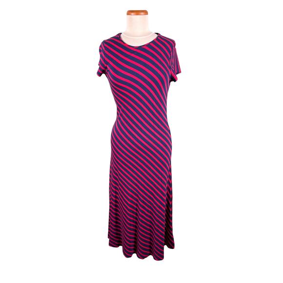 Vineyard Vines Dress Women Size Medium Diagonal Stripe Casual Stretch Midi Dress - Picture 1 of 11